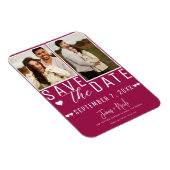 Moderne Raspberry Save the Date 2 Foto Bruiloft Magneet (Rechterzijde)