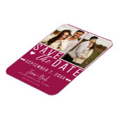 Moderne Raspberry Save the Date 2 Foto Bruiloft Magneet (Linkerzijde)