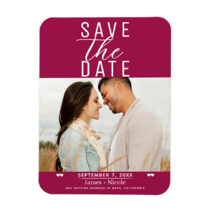 Moderne Raspberry Save the Date Trouwfoto Magneet