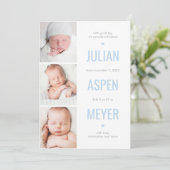 Moderne raster Editable Color Baby Birth Announdin Feestdagenkaart (Staand voorkant)