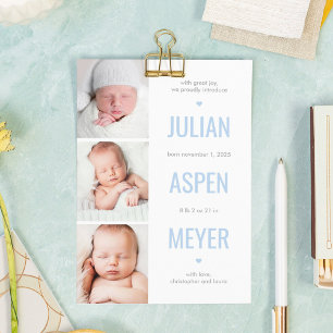 Moderne raster Editable Color Baby Birth Announdin Feestdagenkaart