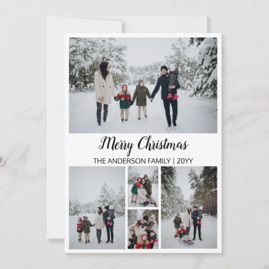 Moderne Raster Foto Prettig Kerstfeest Feestdagenkaart (Voorkant)