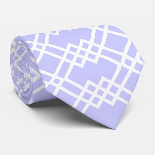 Moderne raster Geometrische lichtperiwinkle & Whit Stropdas (Opgerold)