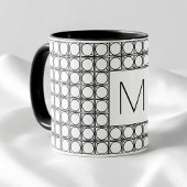 Moderne Rattan Patroon Chic Zwarte Initiaal Monogr Mok