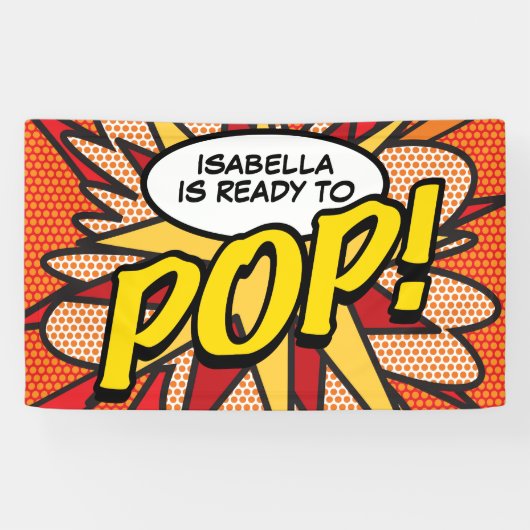 Moderne Ready to POP Baby Shower Sprinkle Spandoek (Horizontaal)