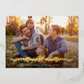 Moderne REAL GOLD Mistletoe-kerstfoto Folie Feestdagenkaart (Voorkant)