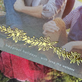 Moderne REAL GOLD Mistletoe-kerstfoto Folie Feestdagenkaart