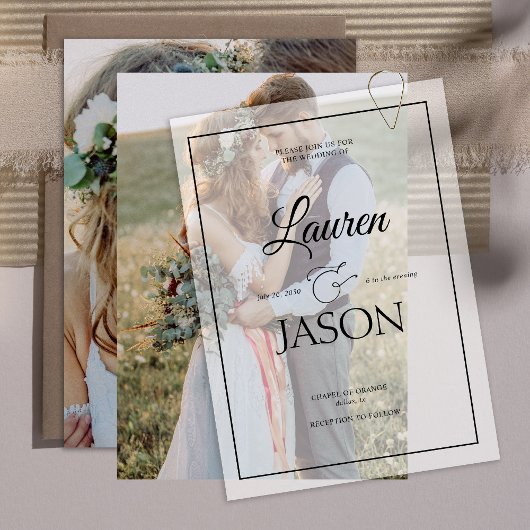 Moderne Real Vellum Overlay Eenvoudige 2 foto brui Kaart