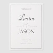 Moderne Real Vellum Overlay Namen Kalligrafie Zwar Vellum Uitnodigingen (Voorkant)