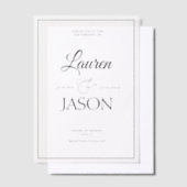 Moderne Real Vellum Overlay Namen Kalligrafie Zwar Vellum Uitnodigingen (Offset)