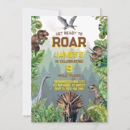 Moderne Realistische Dinosaurus Cool Verjaardag Kaart (Voorkant)