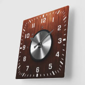 Moderne realistische glimmende staal en houtextuur vierkante klok (Hoek)