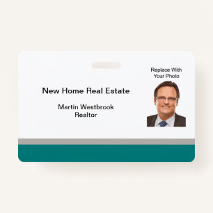 Moderne Realtor-foto Sjabloon Personeelsnamen badg Badge