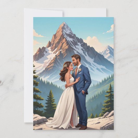 moderne receptie na een elopement met een gelukkig kaart (Voorkant)