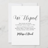 moderne receptie na een elopement met een gelukkig kaart (Achterkant)