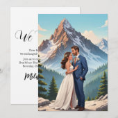 moderne receptie na een elopement met een gelukkig kaart (Voorkant / Achterkant)