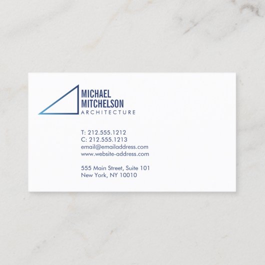 Moderne Rechterhoek Architectuur Blauw Visitekaartje (Achterkant)