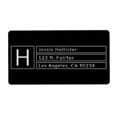 Moderne Rechthoekige Monogram Zwart & Wit Retourad Etiket (Voorkant)