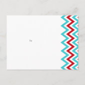 Moderne Red Aqua Chevron & Lovebirds Save the Date Aankondigingskaart (Achterkant)