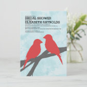 Moderne Red Bird Bridal Shower Invitations Kaart (Staand voorkant)