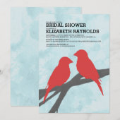 Moderne Red Bird Bridal Shower Invitations Kaart (Voorkant / Achterkant)