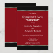 Moderne Red Black White Engagement Party Kaart (Voorkant / Achterkant)