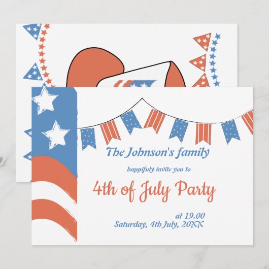 Moderne Red Blue Happy Independence Day Patriotic Kaart (Voorkant / Achterkant)