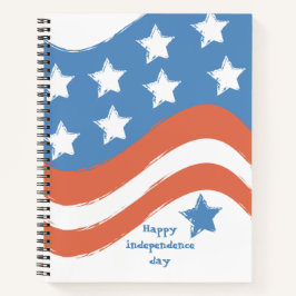 Moderne Red Blue Happy Independence Day Patriotic Notitieboek
