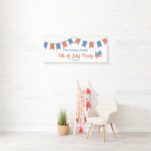 Moderne Red Blue Happy Independence Day Patriotic Spandoek (Insitu)