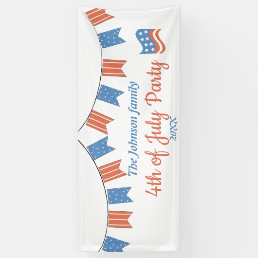 Moderne Red Blue Happy Independence Day Patriotic Spandoek (Verticaal)
