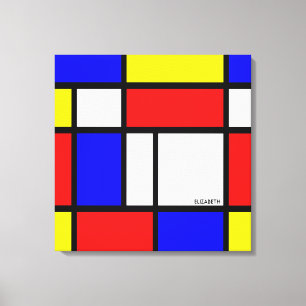 Moderne Red Blue White Abstract Canvas Afdruk