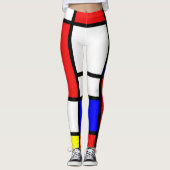 Moderne Red Blue White Abstract Leggings (Voorkant)