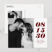 Moderne Red Bold Date Typografie Save the Date Aankondigingskaart (Voorkant / Achterkant)