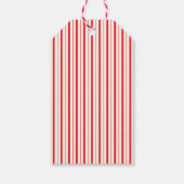 Moderne Red Bow Candy Cane Stripes Vakantie Cadeaulabel (Achterkant)