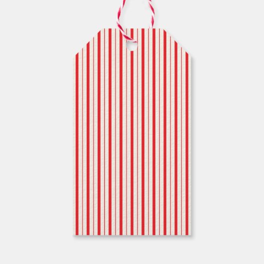 Moderne  Red Bow Candy Cane Stripes Vakantie Cadeaulabel (Achterkant)