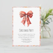 Moderne Red Bow Coquette Minimalistische Kerstmis Kaart (Staand voorkant)