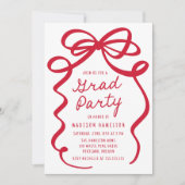 Moderne Red Bow Photo Graduation Party Kaart (Voorkant)