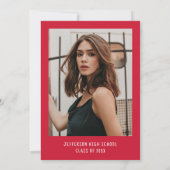 Moderne Red Bow Photo Graduation Party Kaart (Achterkant)