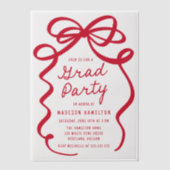 Moderne Red Bow Photo Graduation Party Vellum Uitnodigingen (Voorkant)