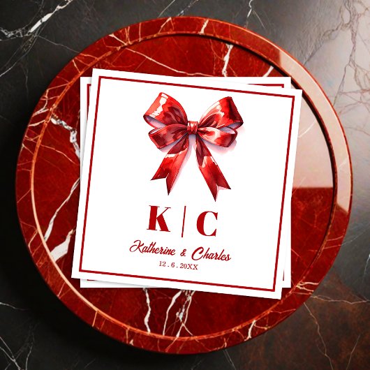 Moderne Red Bow Weeding Servet