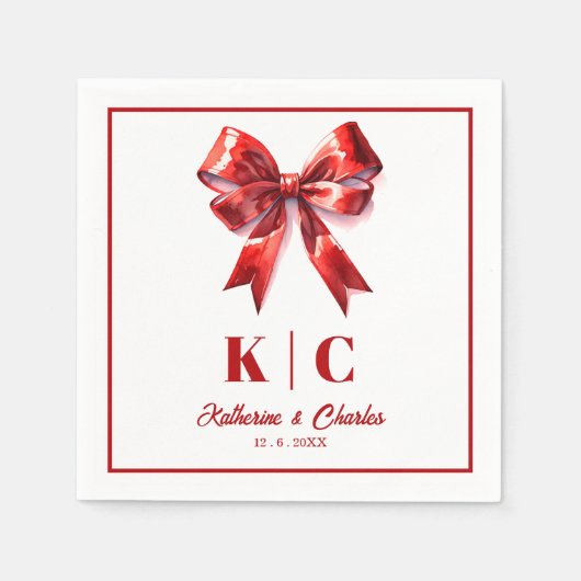 Moderne Red Bow Weeding Servet (Voorkant)