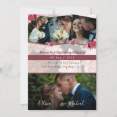Moderne Red Burgundy save the date 4 foto collage Kaart (Voorkant)
