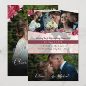 Moderne Red Burgundy save the date 4 foto collage Kaart (Voorkant / Achterkant)