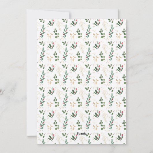 Moderne Red Elegant Script Baby eerste Kerstmis Feestdagenkaart (Achterkant)