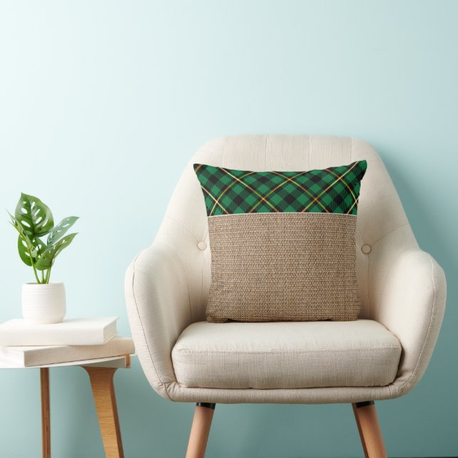 Moderne Red Gold Buffalo Check Tartan Patroon Kussen (Stoel)