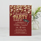 Moderne Red Gold Glitter GRADUATION Party Kaart (Staand voorkant)