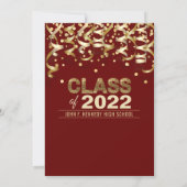 Moderne Red Gold Glitter GRADUATION Party Kaart (Achterkant)