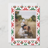 Moderne Red Green Folk Quilt Foto Kerst Kaart (Voorkant)