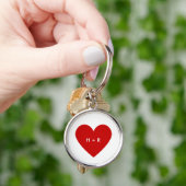 Moderne Red Heart Eenvoudige Aangepaste Tekst Zilv Sleutelhanger (Hand)