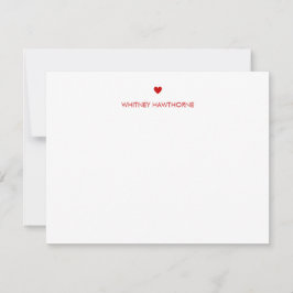 Moderne Red Heart Stationery Love Simple Valentijn Notitiekaartje